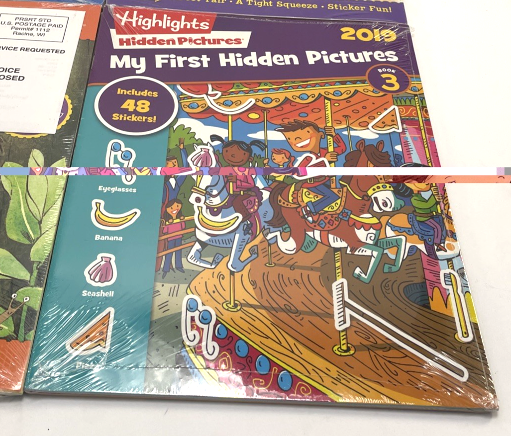 Highlights Let's Play Hidden Pictures Puzzles Books Lot of 4 - Brand New Sealed