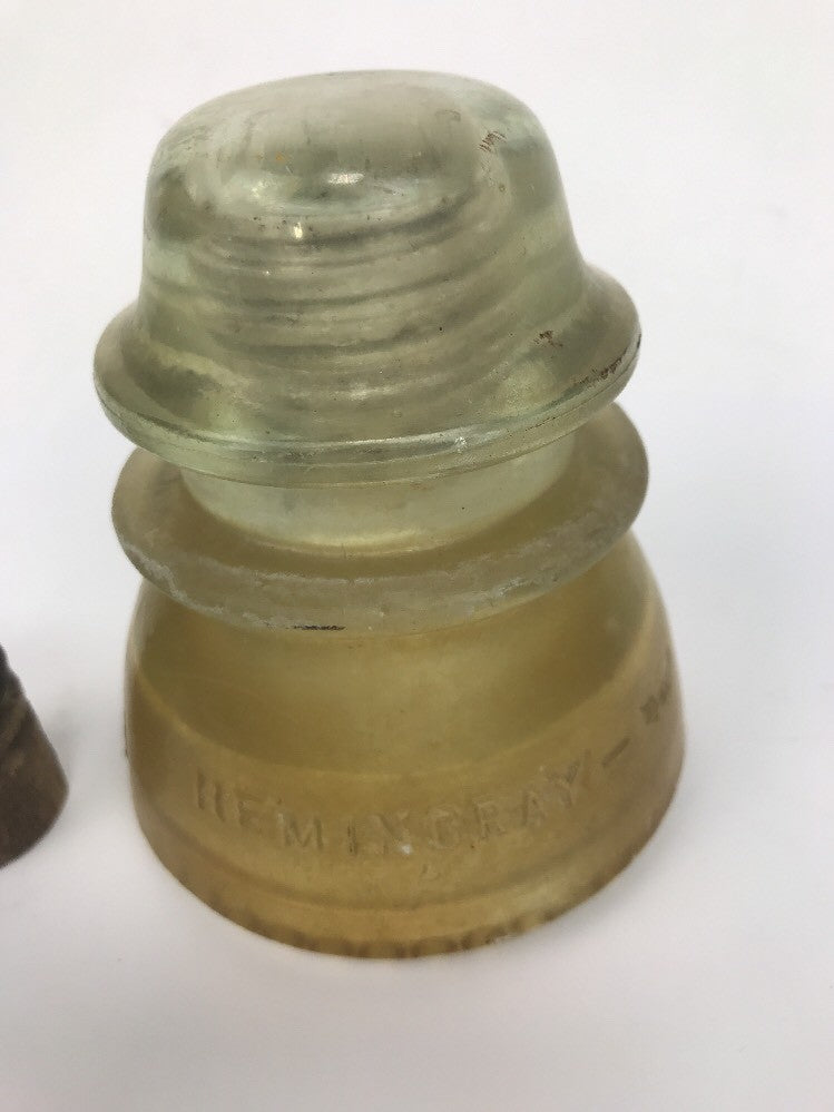 Clear #42 Hemingray glass insulator With Wood Core