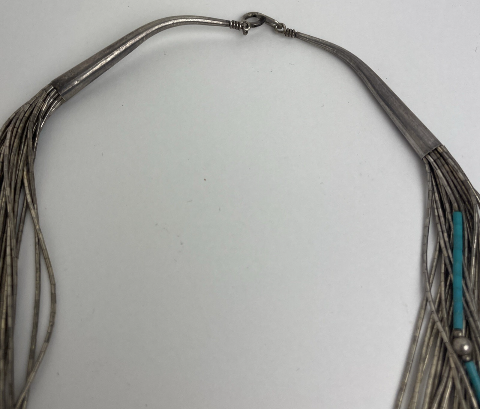 Handcrafted Navajo Liquid Silver Heishi 24 Strand Sterling 24” Necklace 55 Grams