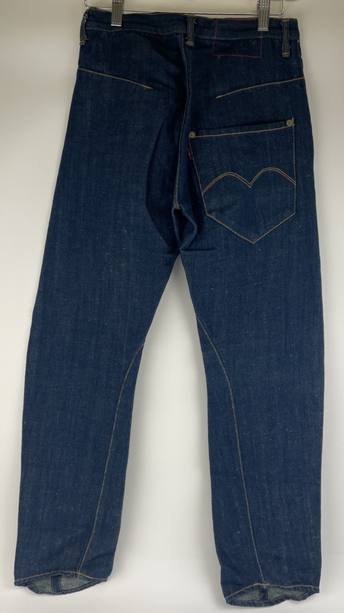 Vintage Levi's Hemp Cotton Jeans 26 x 32 USA Made Red Stencil Tag Dark Wash RARE