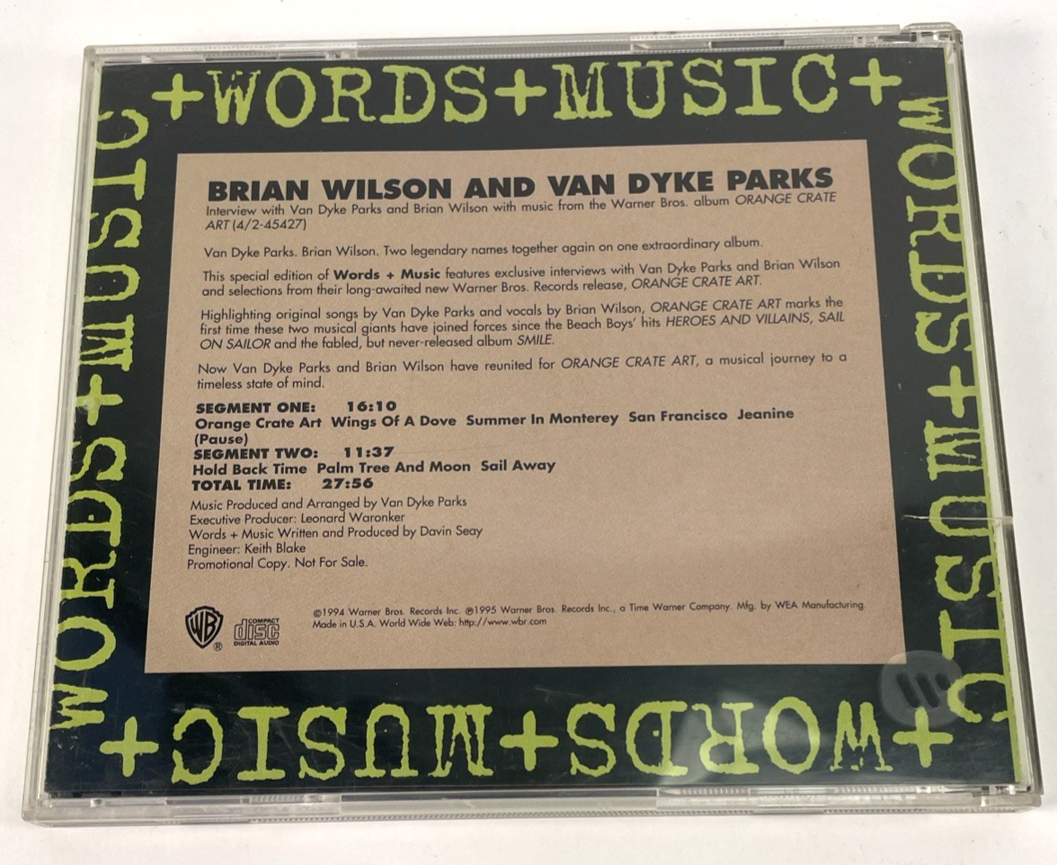 BRIAN WILSON & VAN DYKE PARKS WORDS+MUSIC PROMO CD - INTERVIEWS & MUSIC!