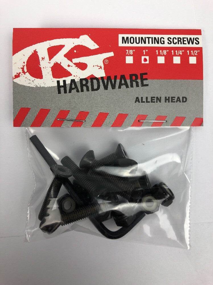 Grind King OEM 1-inch Allen head skateboard hardware with glitter top finish.