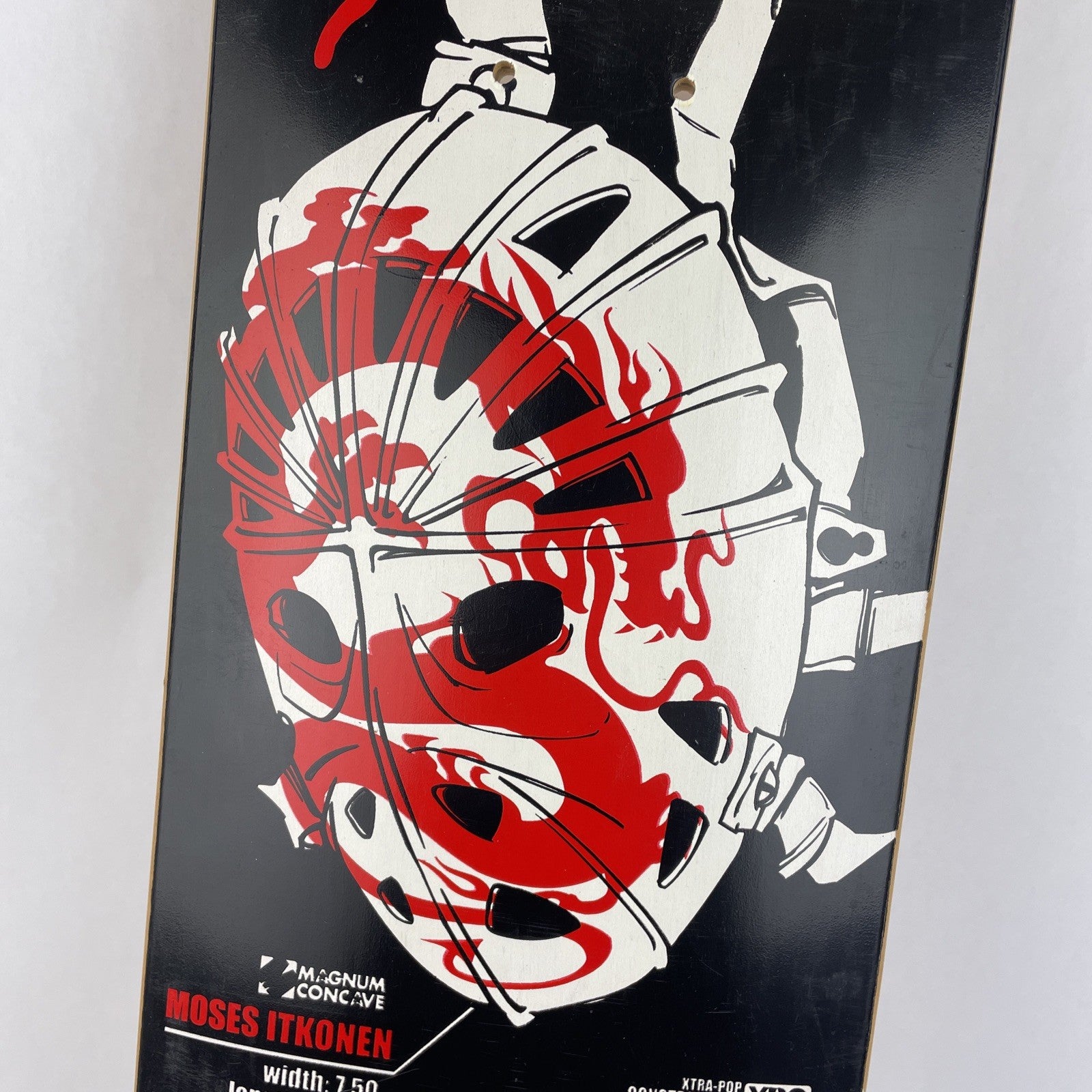 RARE Red Dragon Goalie Mask Moses Itkonen Skateboard Deck Signed 7.5" x 31.625"