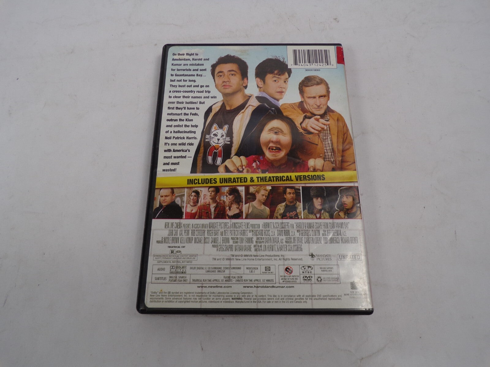 Harold & Kumar Escape From Guantanamo Bay John Cho Kal Penn Unrated DVD Movies