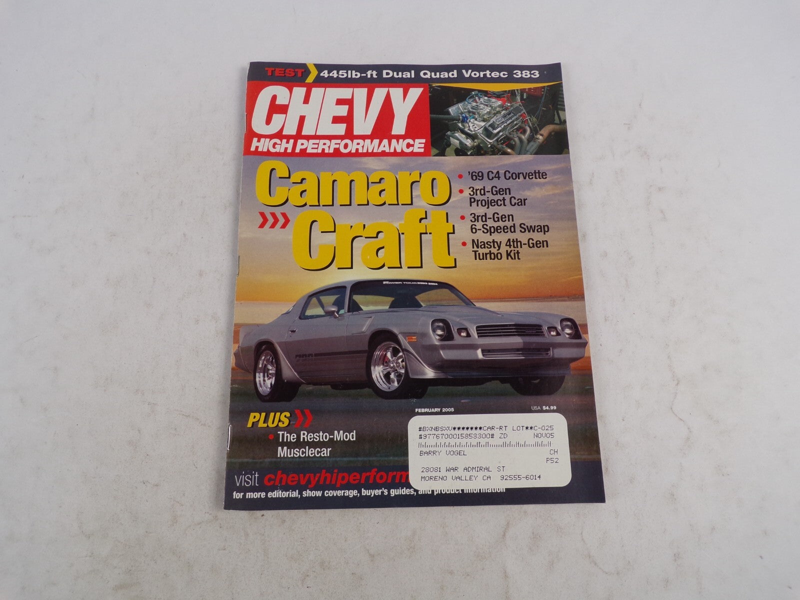 February 2005 Chevy High Performance Camaro Craft 445ib-ft Dual Quad Vortec 383