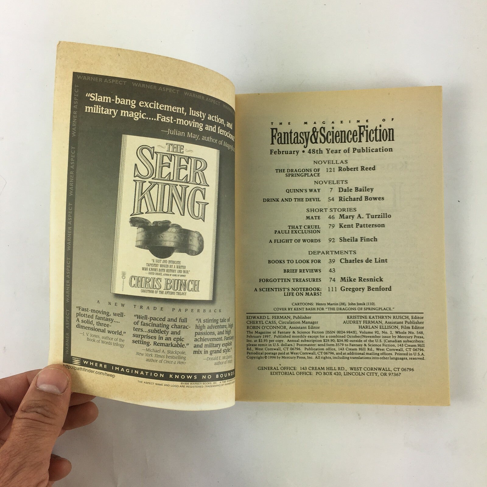 Feb Fantasy & Science Fiction Magazine Dale Bailey Gregory Benford Richard Bowes