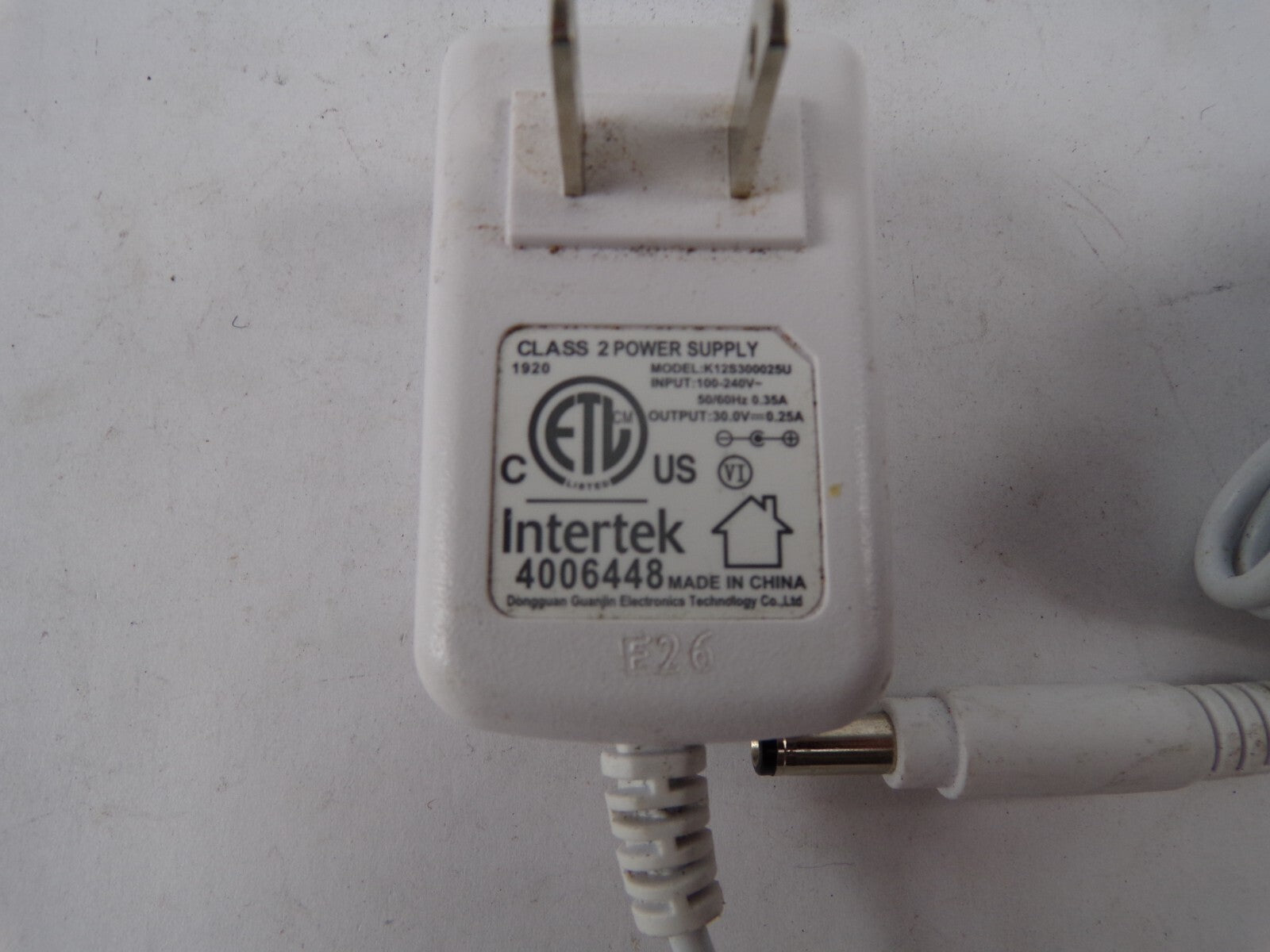Genuine Class 2PowerSupply K125300025U Output 30V 0.25A Power Supply Adapter A85