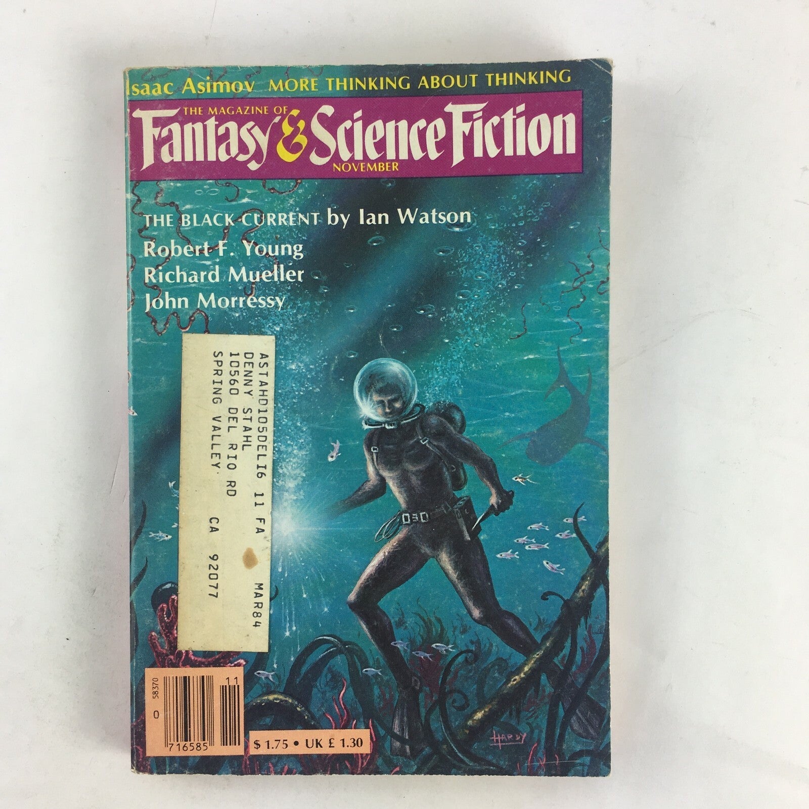 November Fantasy & Science Fiction Magazine Robert F.Young Richard Mueller John