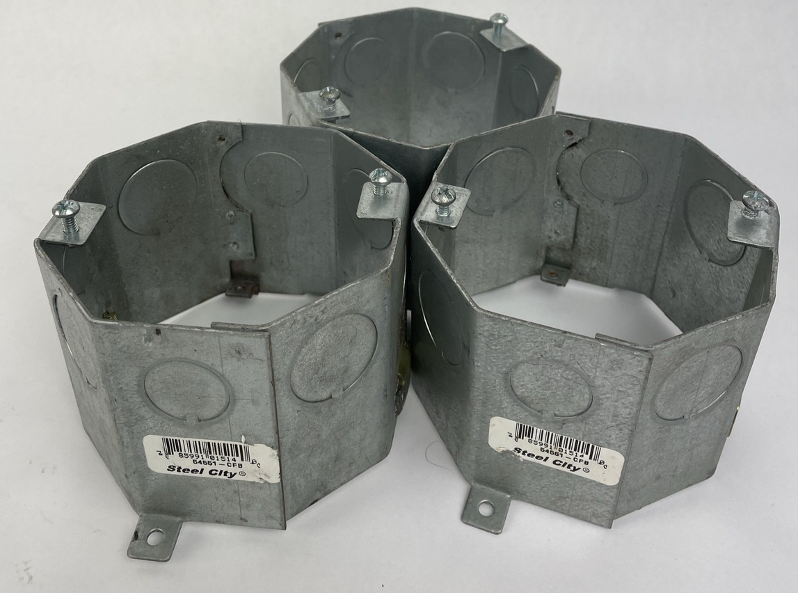 3 x 208842 New-No Box; Steel City 54551-CFB Octagon Concrete Ceiling Fan Box