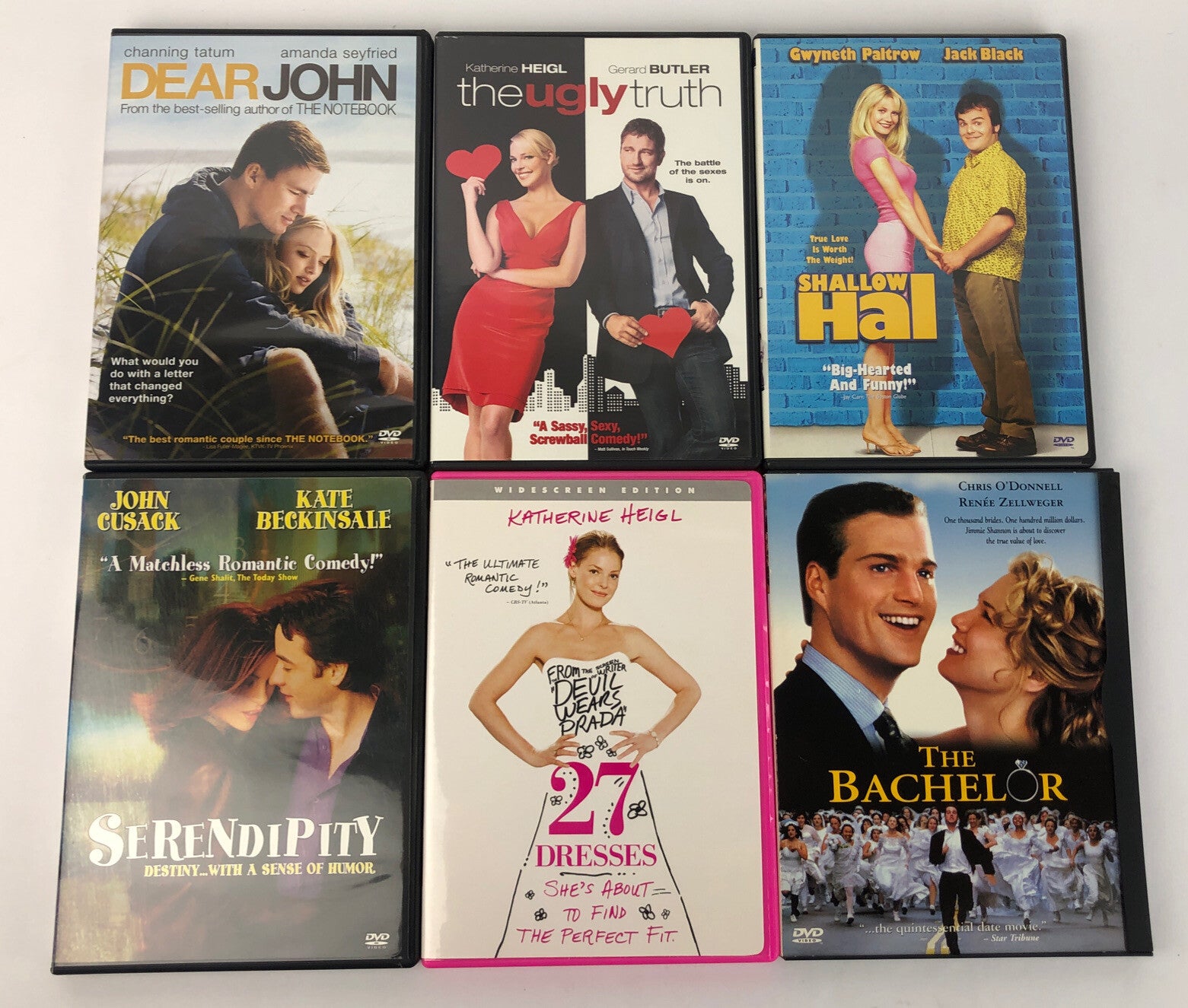 6 x Romantic Comedy DVD - Lot 27 Dresses The Ugly Truth Serendipity The Bachelor