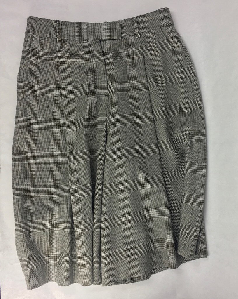 Cacharel Womens Culotte Pants Gray Glen Plaid Zip Fly Belt Loop Lined Stretch 28