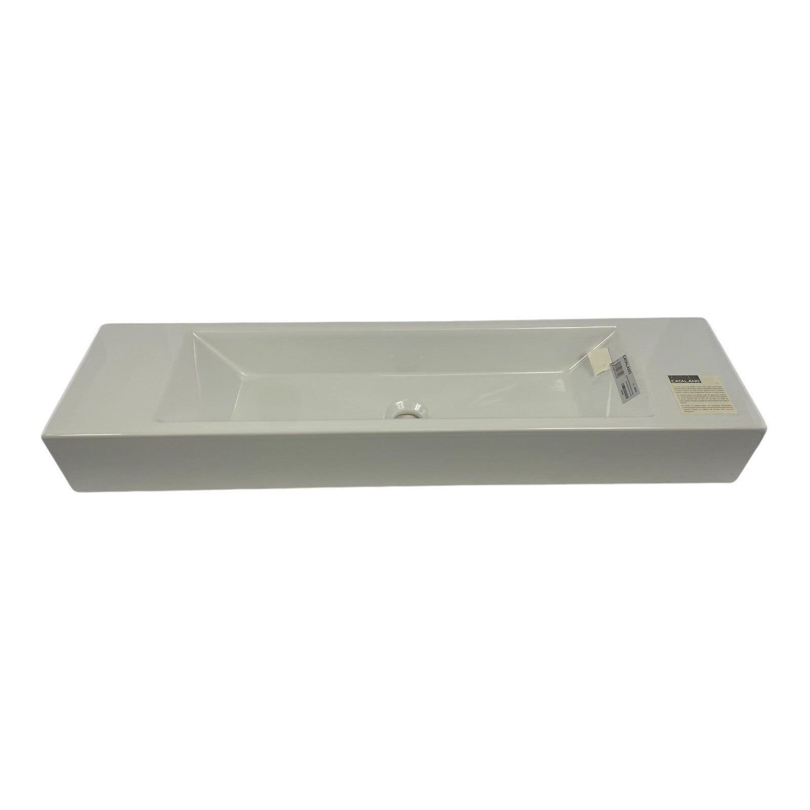 CATALANO Long Rectangular Ceramic Vessel Wall Mounted Bathroom Sink 39.5" x 10"