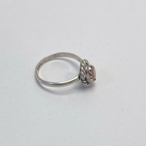 Native American Dainty  Minimalist Mother Pearl 925 Sterling Silver Ring Sz 0.5