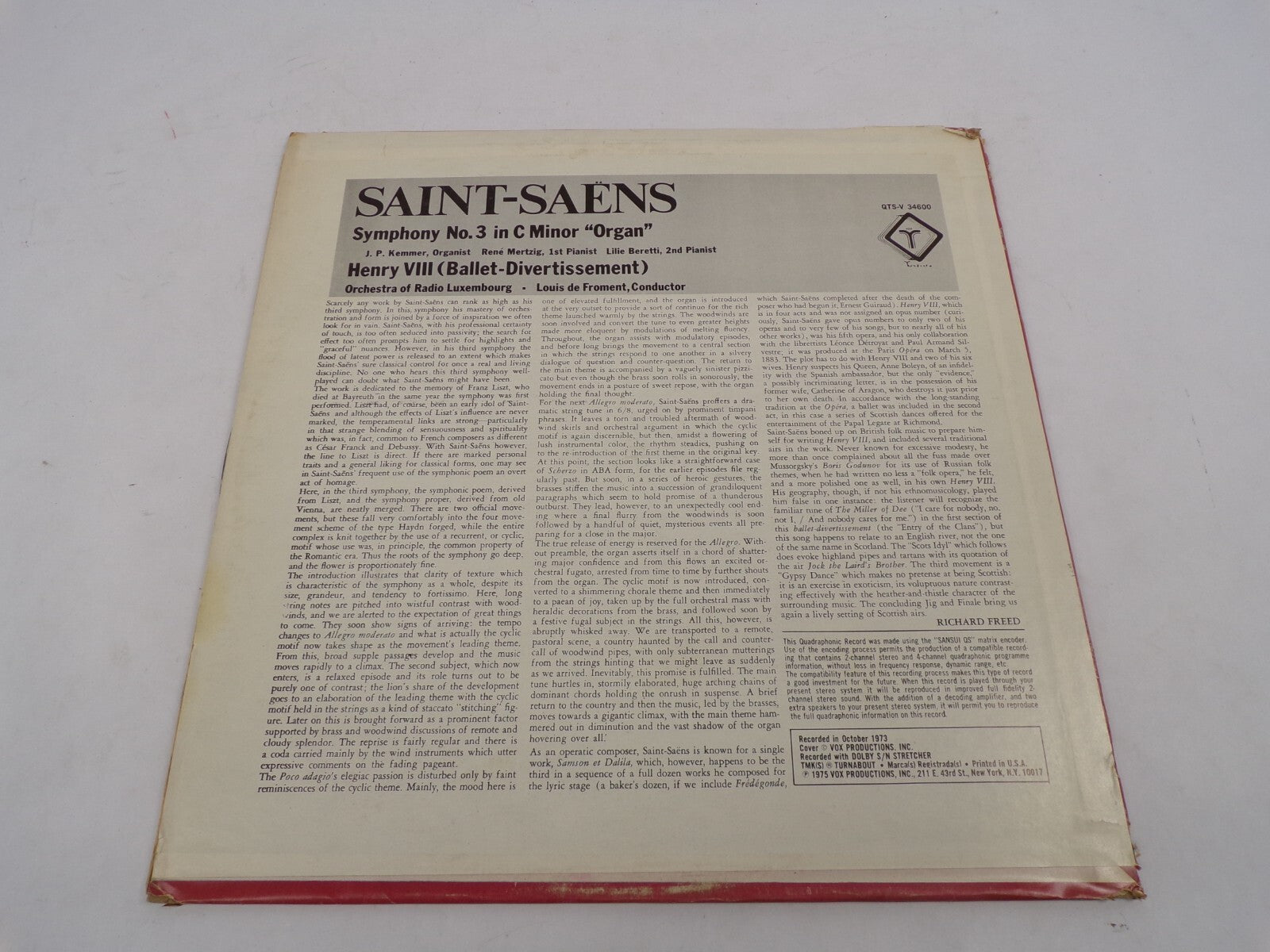 Saint-Saens Symphony No.3 In C Minor "Organ" Henry VIII (Ballet-Divertissement)