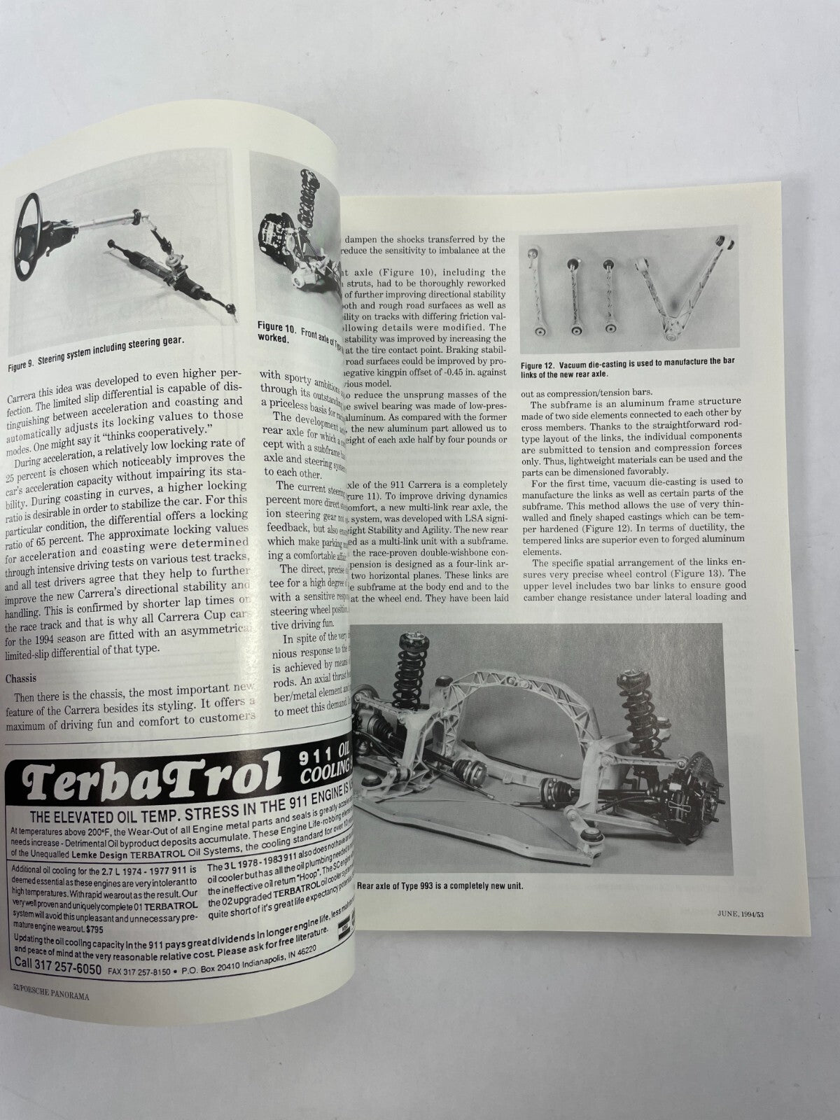 June 1994 Porsche Panorama Magazine Steering system including steering gear