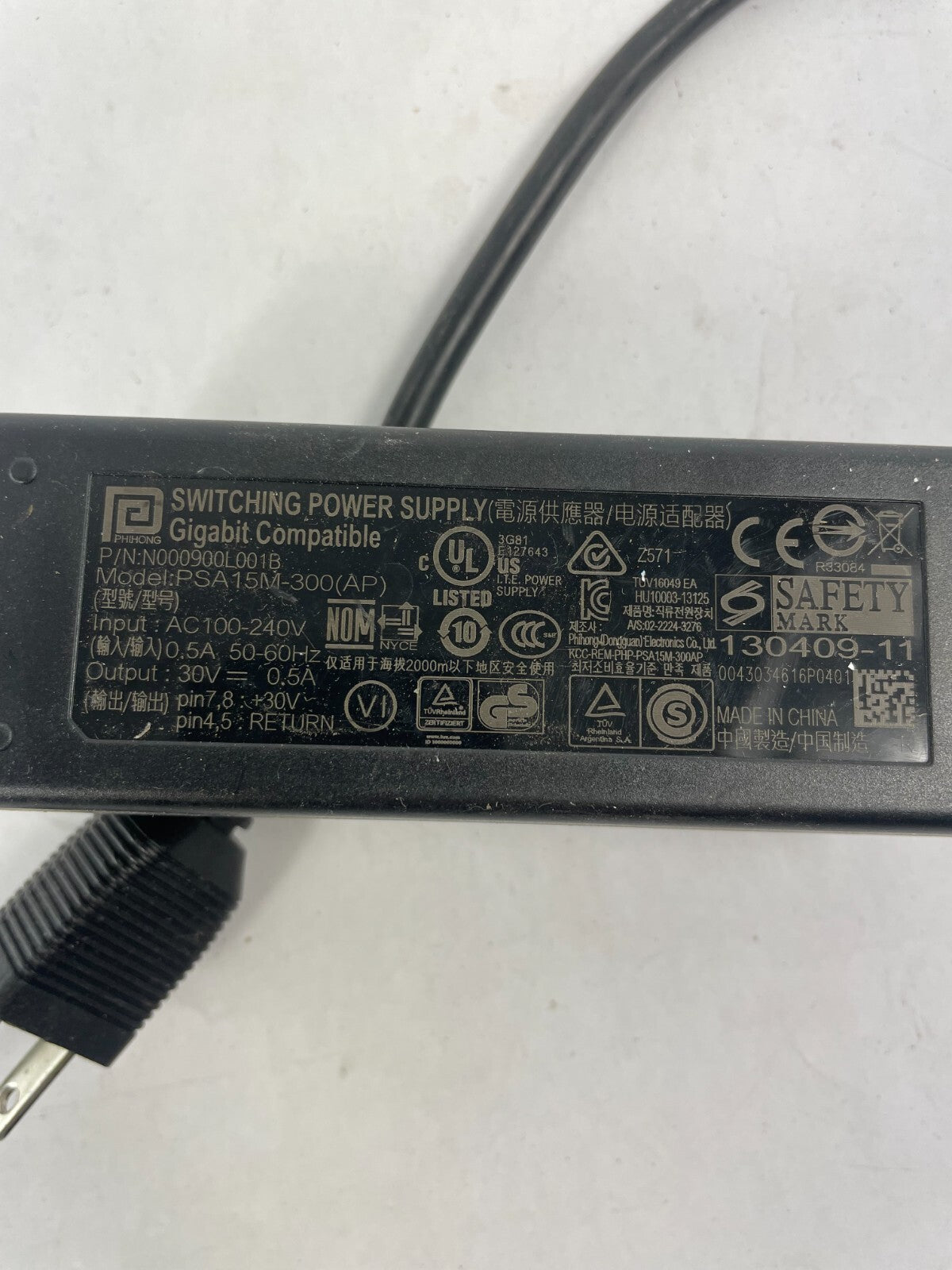 Geniune Phihong PSA15M-300 (AP) Output 30 V 0.5 A Power Supply Adapter B01