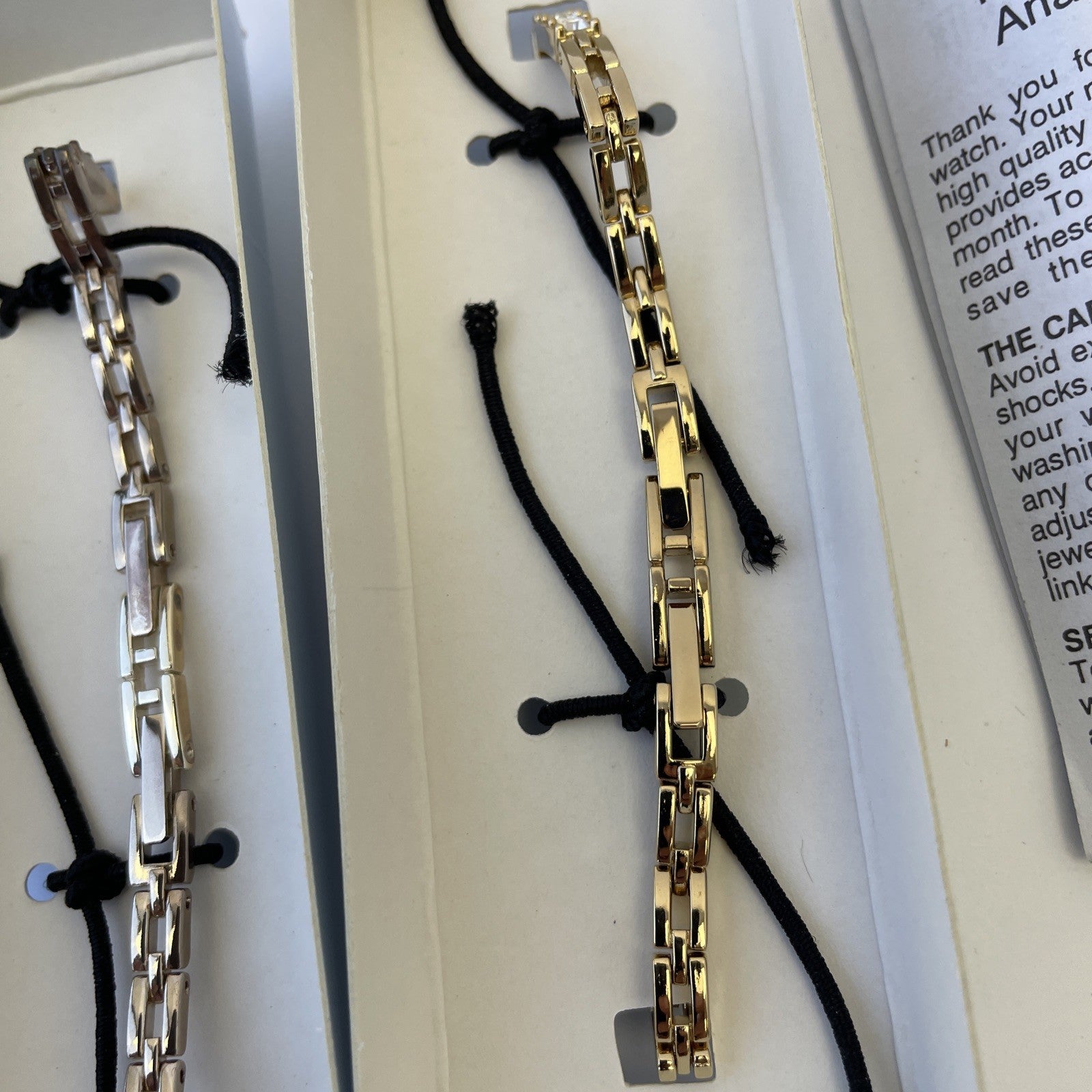 2 x VTG Avon Sparkle Tennis Bracelet Wristwatch Rhinestone Goldtone / Silvertone