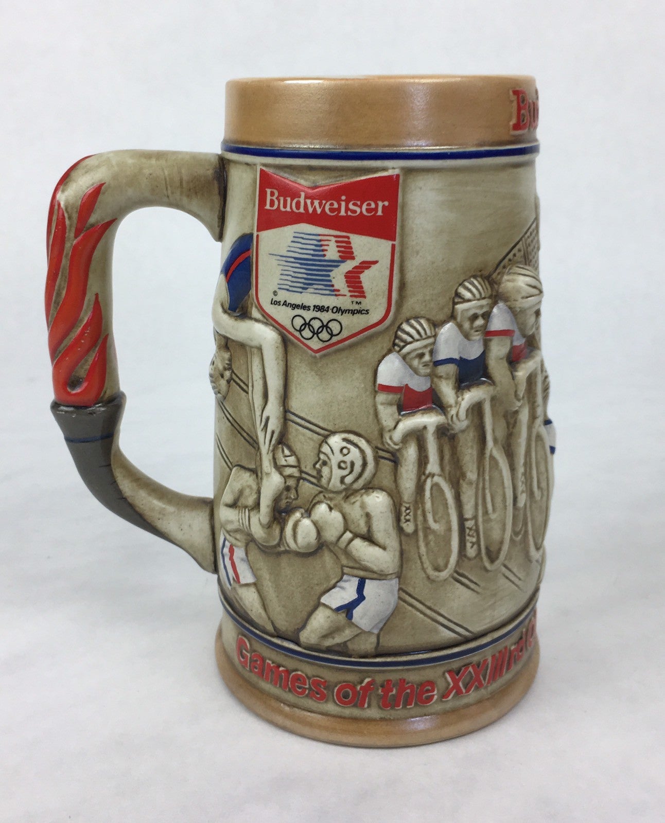 1984Ceramarte Budweiser XXIIIrd  OLYMPIC GAMES Los Angeles STEIN~Beer Mug~EXLNT!