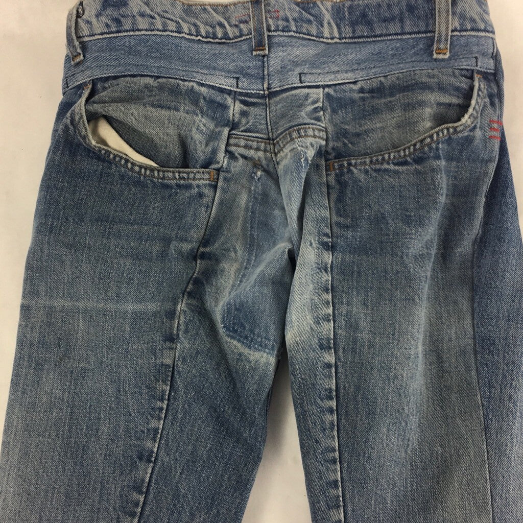 Womens Straight Leg Jeans Blue Zip Fly Mid Wash Ultra Low Rise Pockets Cotton 26