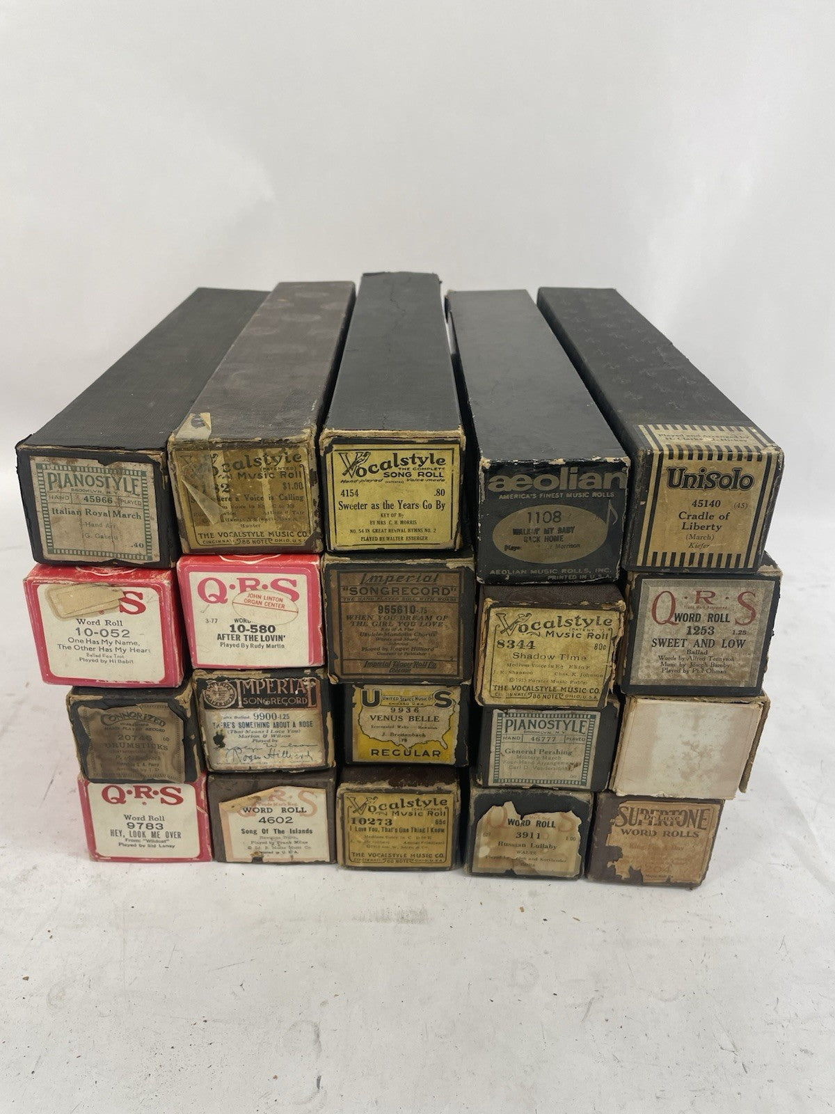 VINTAGE LOT OF 20 PLAYER PIANO ROLLS USED