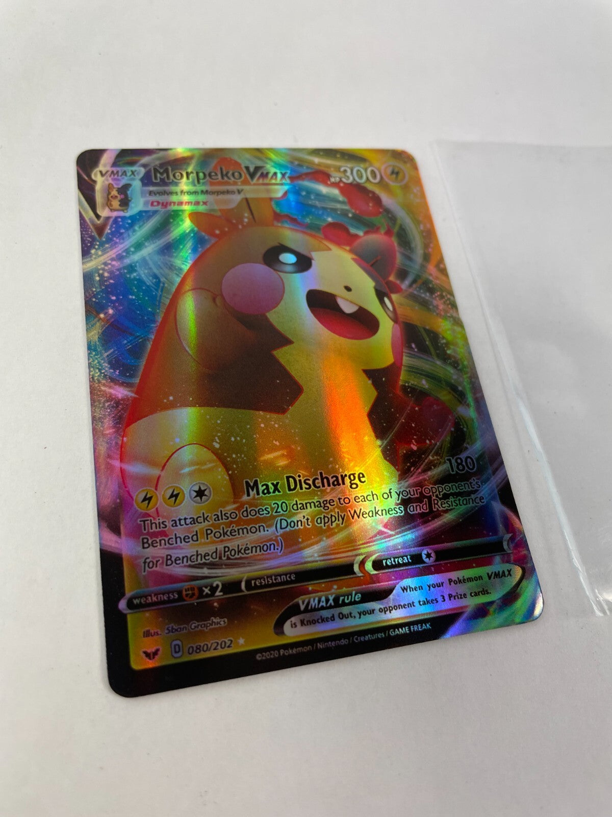Pokemon Morpeko Vmax HP 300 Max Discharge 180 080/202