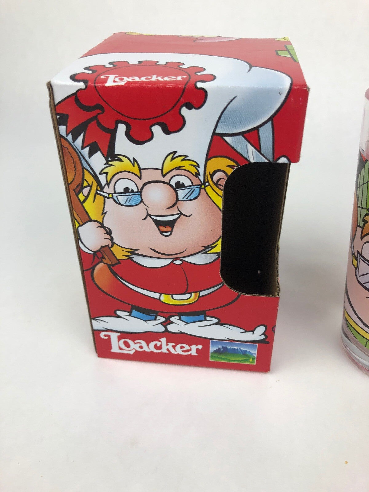 Loacker Wafers Elf 5-inch clear glass tumbler new in original box.