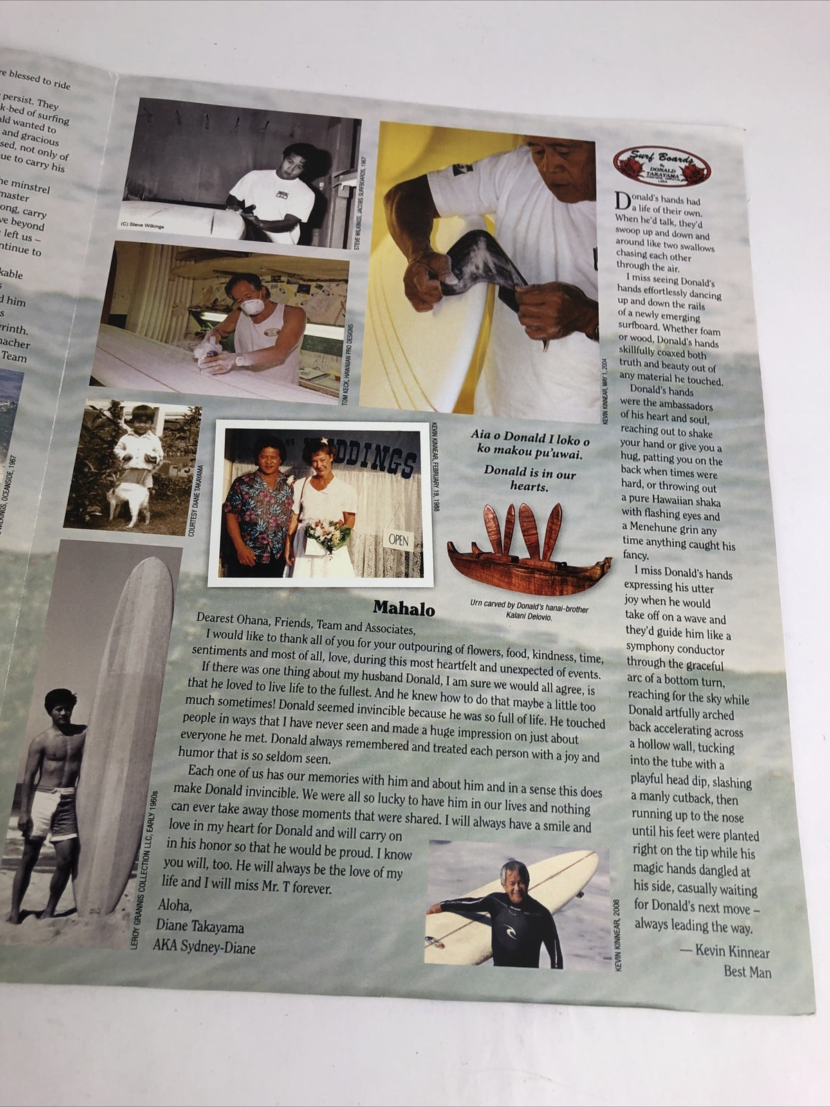 DONALD MOKE TAKAYAMA Memorial Eulogy Pamphlet 2012 Oceanside California X1