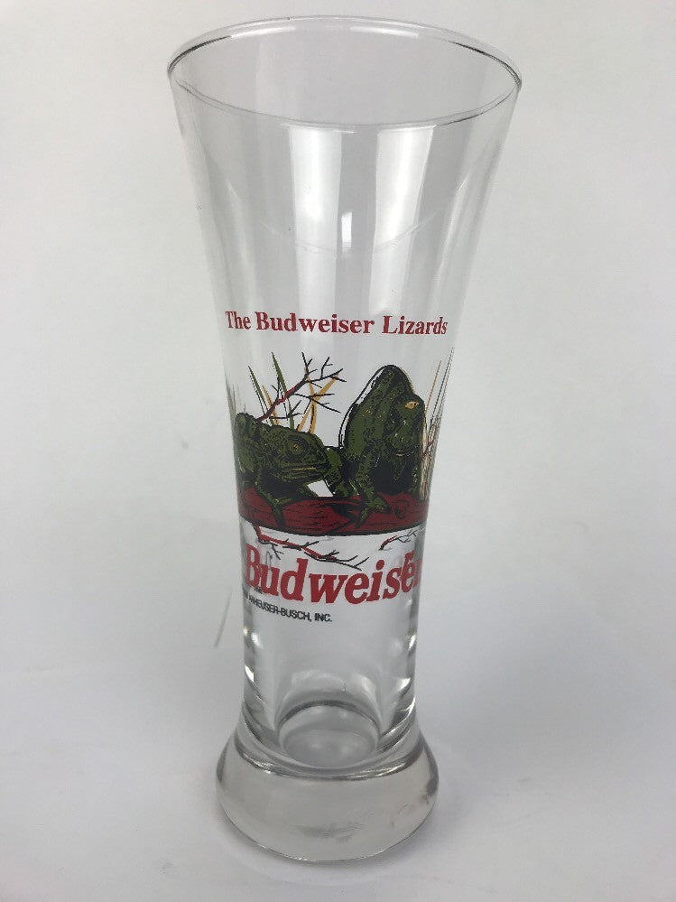 BUDWEISER Lizards Tall Pilsner Beer Glass 1998 - Classic Budweiser Rare Item