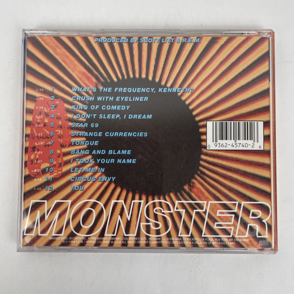 R.E.M. : Monster - Digital Audio CD ( 1994 Warner Bros. )         - PQR