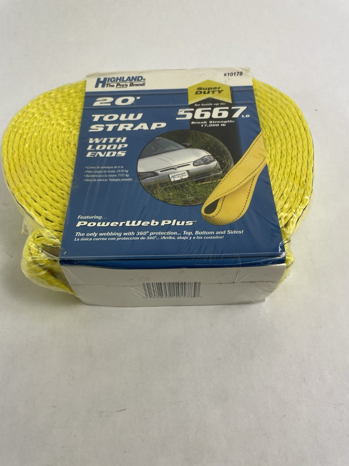 Highland #10178 20' Tow Strap with Loop End Tow Strap with Hook Ends