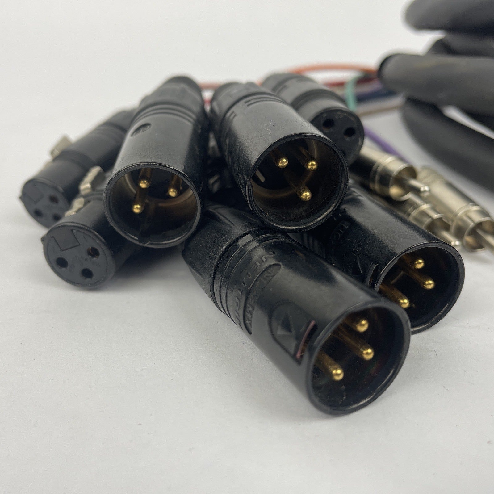 12 Channel Male 1/4" Phone to 3-Pin Neutrik XLR Black Female Male Snake Cable