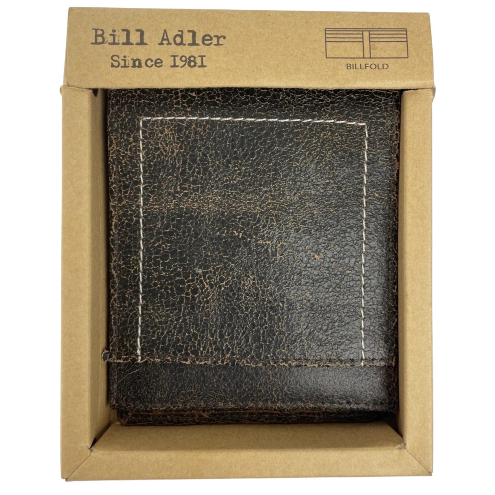 Bill Adler 1981 Brown Men's Bifold Leather Wallet Slim Billfold Wallet Handmade