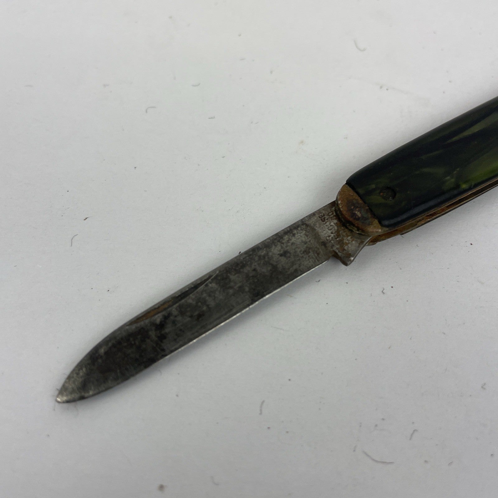 Vtg Knife Syracuse Knife Co 2 Blade Tiger Pocket Foldout Knife USA GREEN