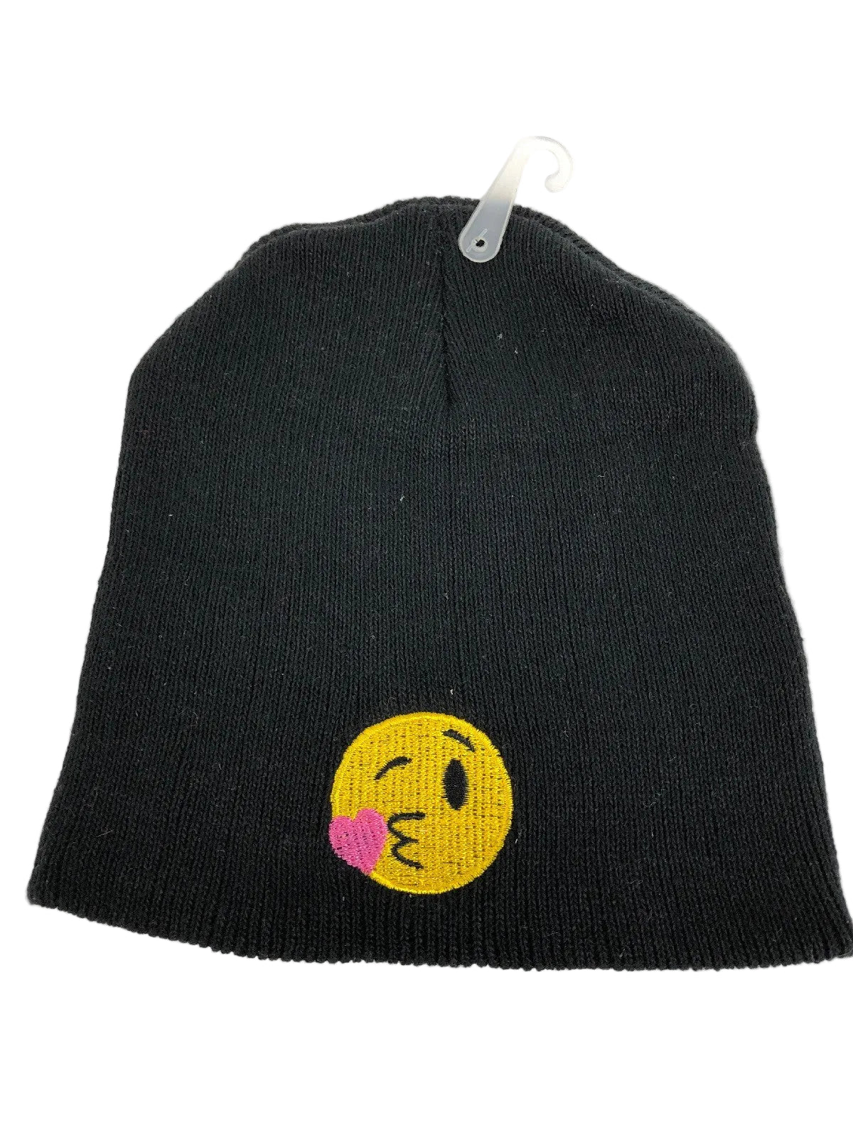 Kids Youth KISSY EMOJI Yellow Heart Graphic Beanie Knit Hat Skully Embroidered