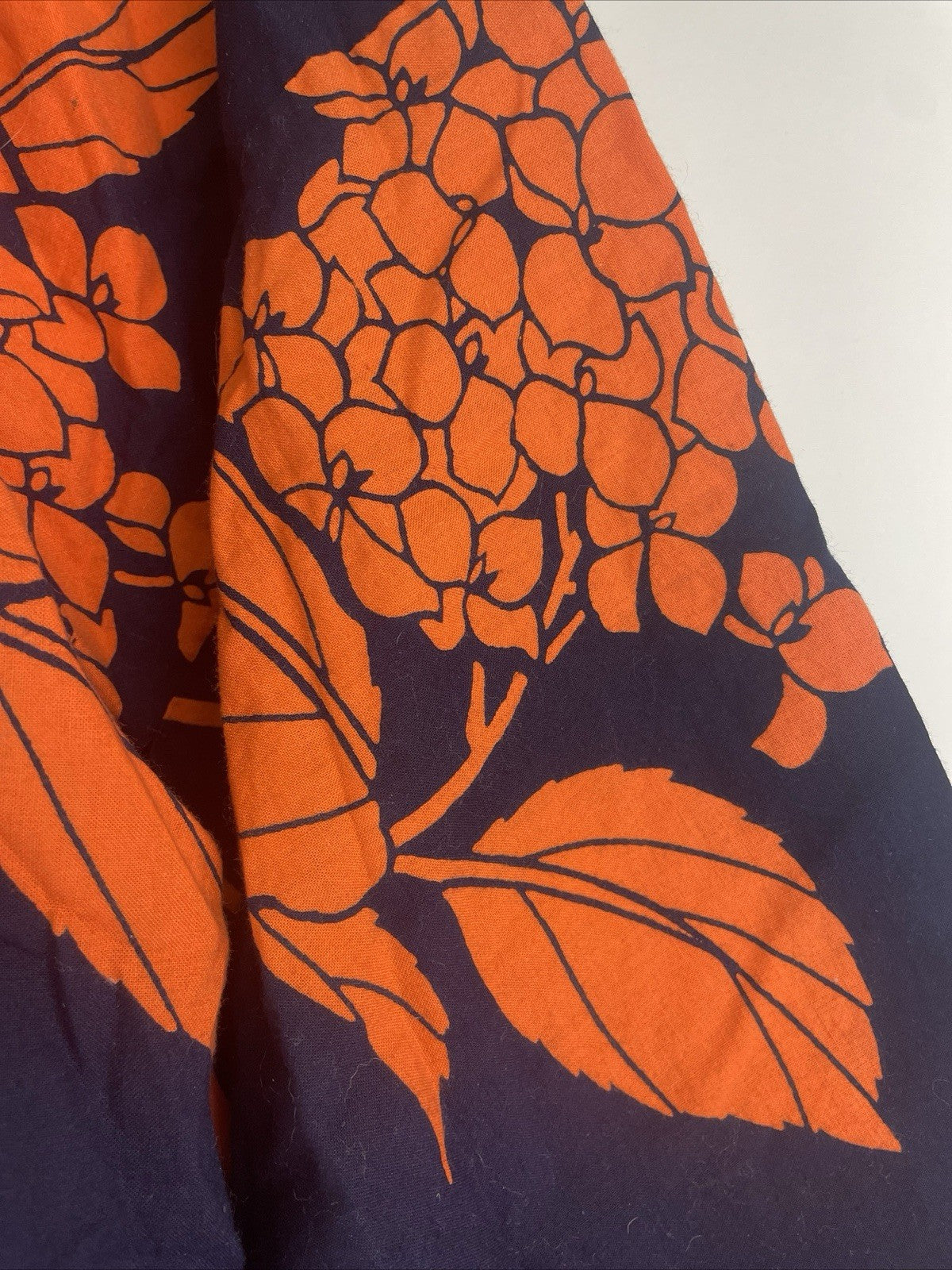 Japanese  Kimono Jodo Shinshu Honganji Coat Blue with Orange Floral Print OSFM