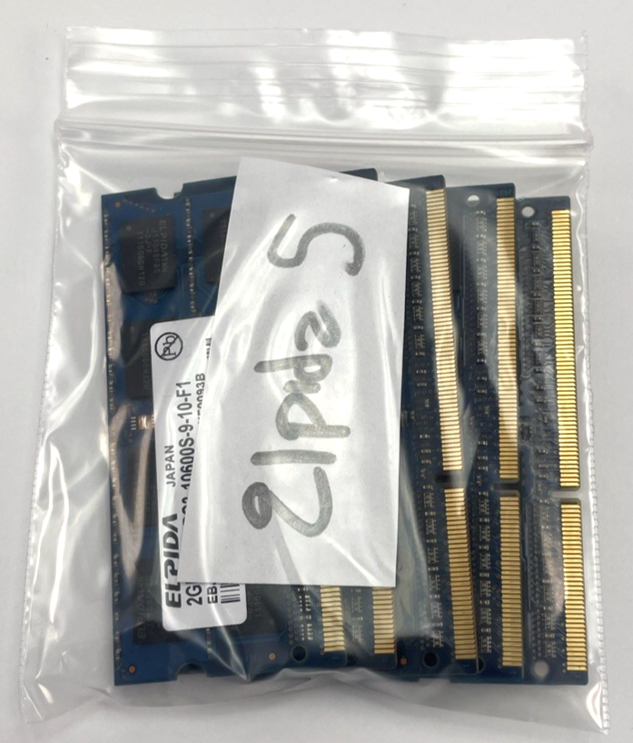 Lot of 5 x Elpida 2gb 2rx8 pc3-10600s-9-10-f1