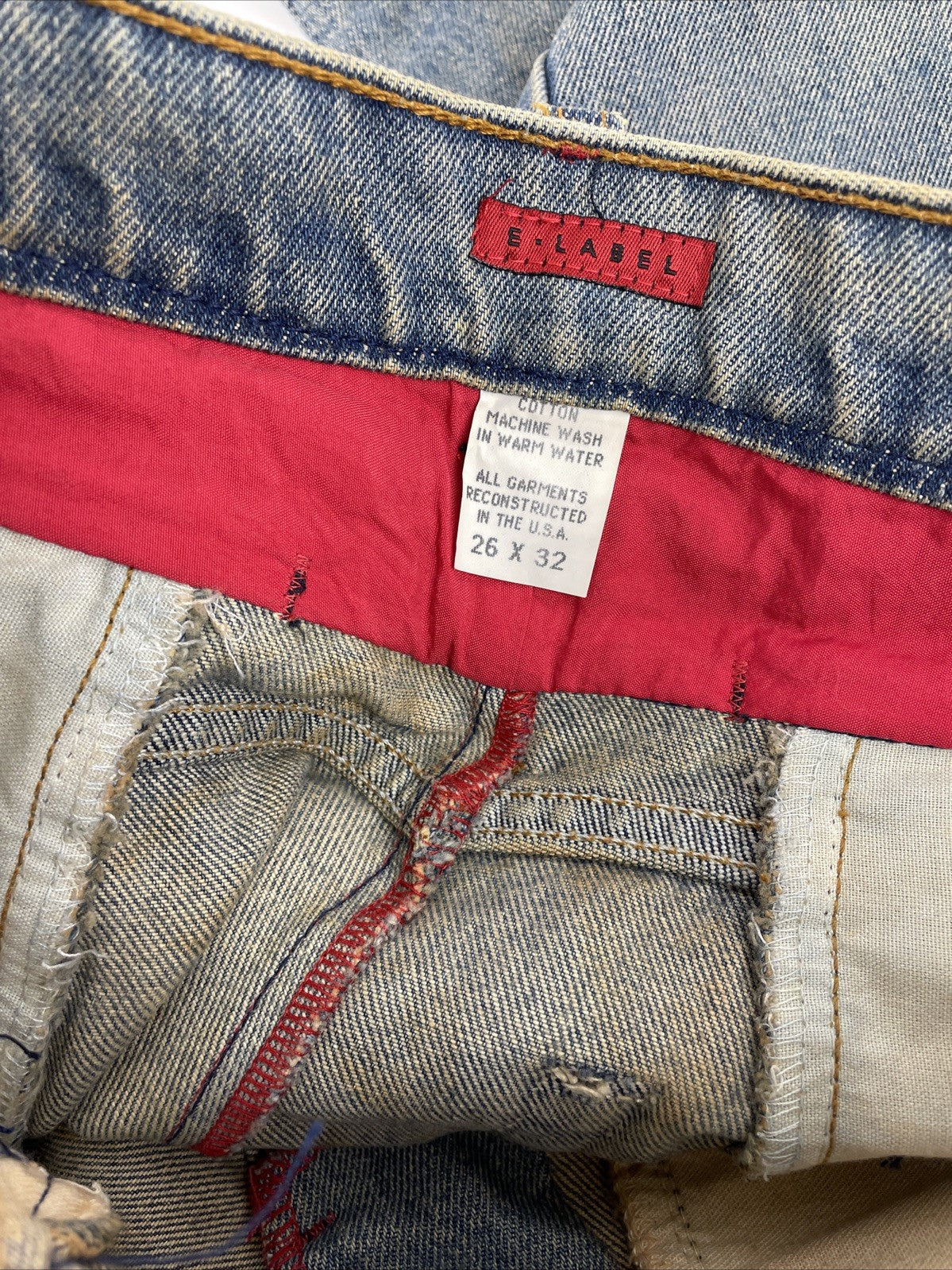 e label x Levis Reconstructed Denim Jeans 26 x 32 low Rise Designer Fashion Wear