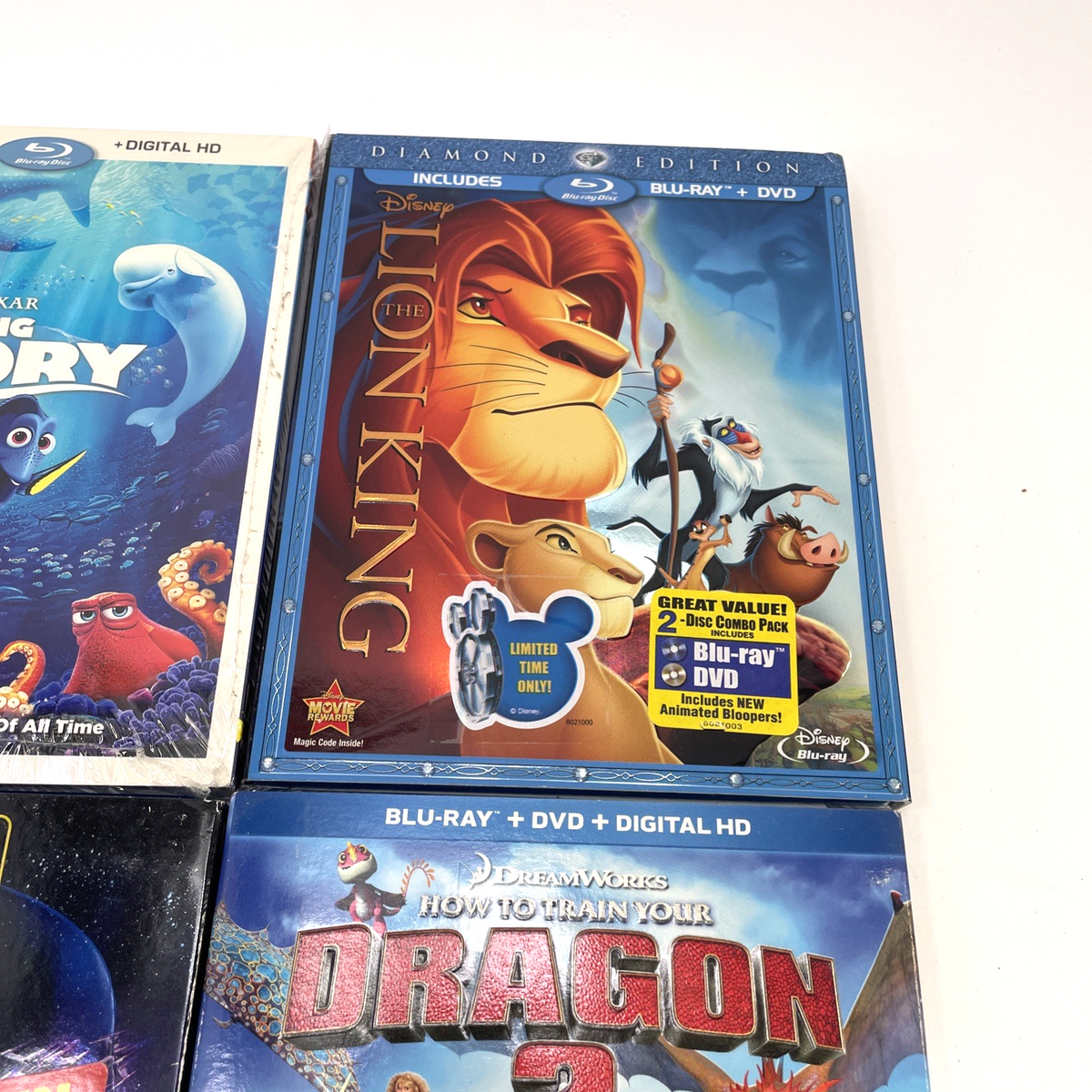 Animated Blu-ray DVD Lot Lion King, Dragon 2, Family Guy, Finding Dory Boss Baby