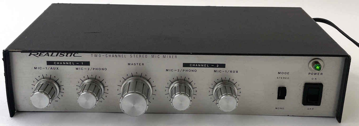 Vintage Realistic Professional Series 33-1057 Stereo Microphone Mixer 2 Channel
