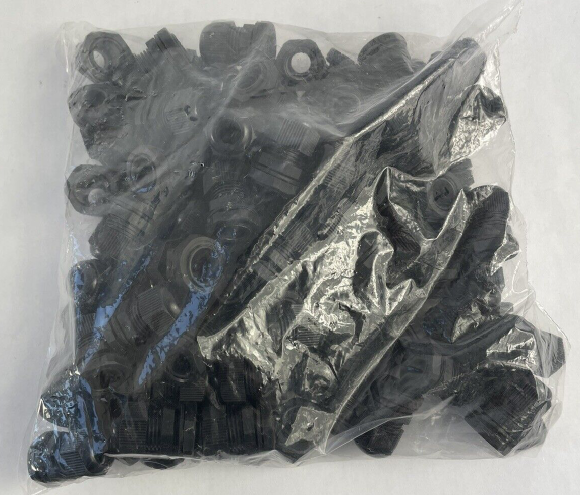 90 Pcs PG11 Black Nylon Waterproof Cable Gland 5-10mm Dia. w Lock-Nut & Gasket
