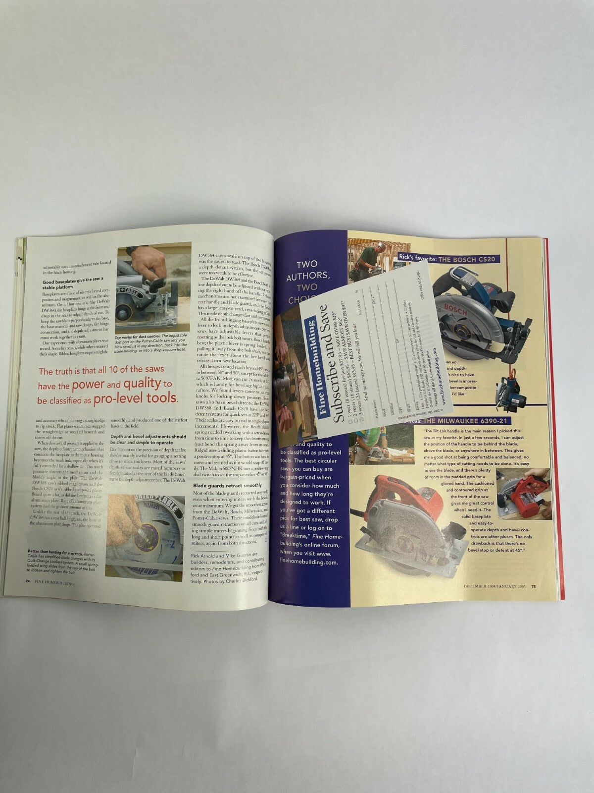 January 2005 Fine Homebuilding Magazine Warm Floors  Circular-Saw Showdown #A
