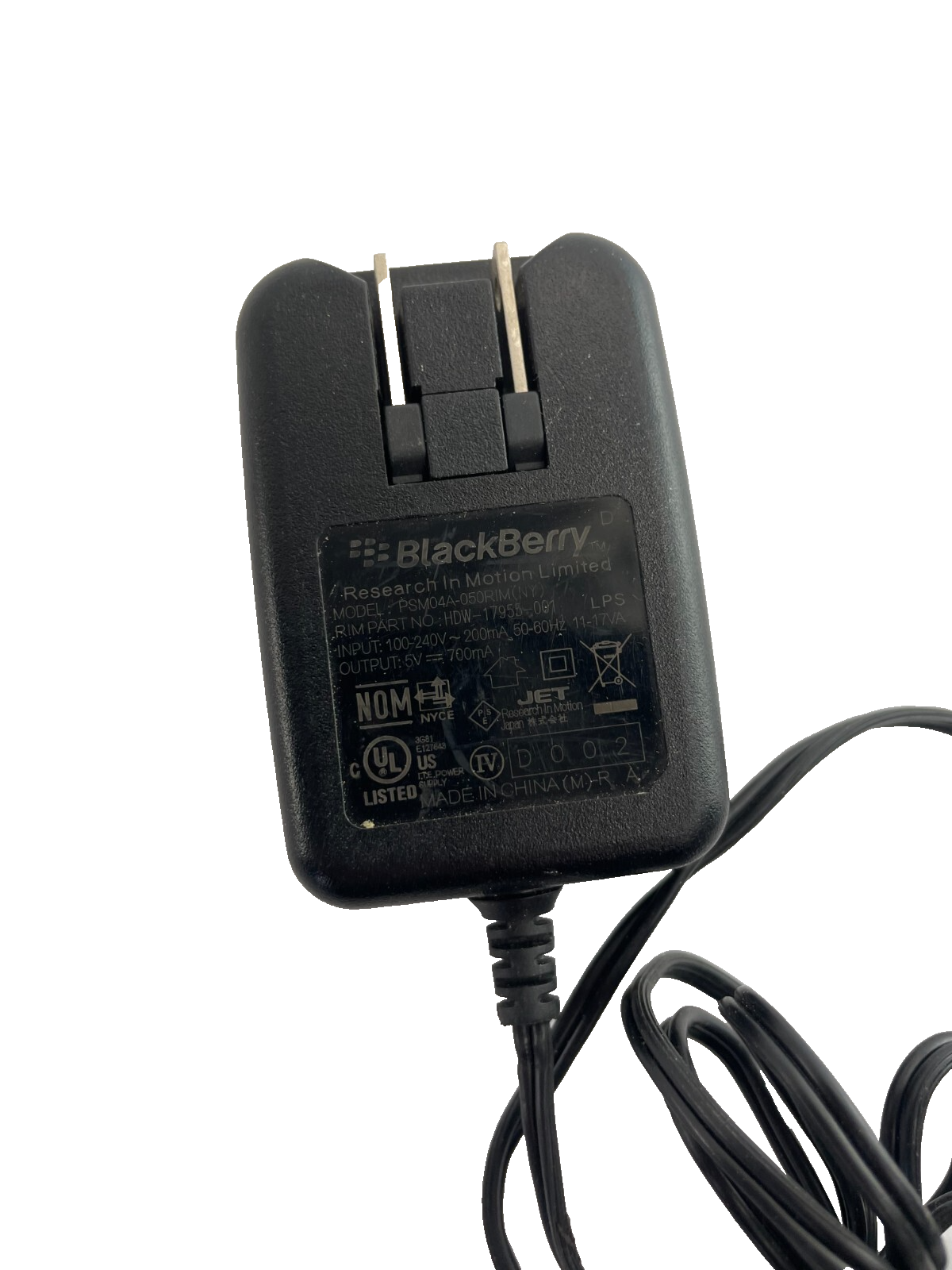Geniune Blackberry PSM04A-05RIM(NY) Output 5V 0.70A AC Power Supply Adapter #A97