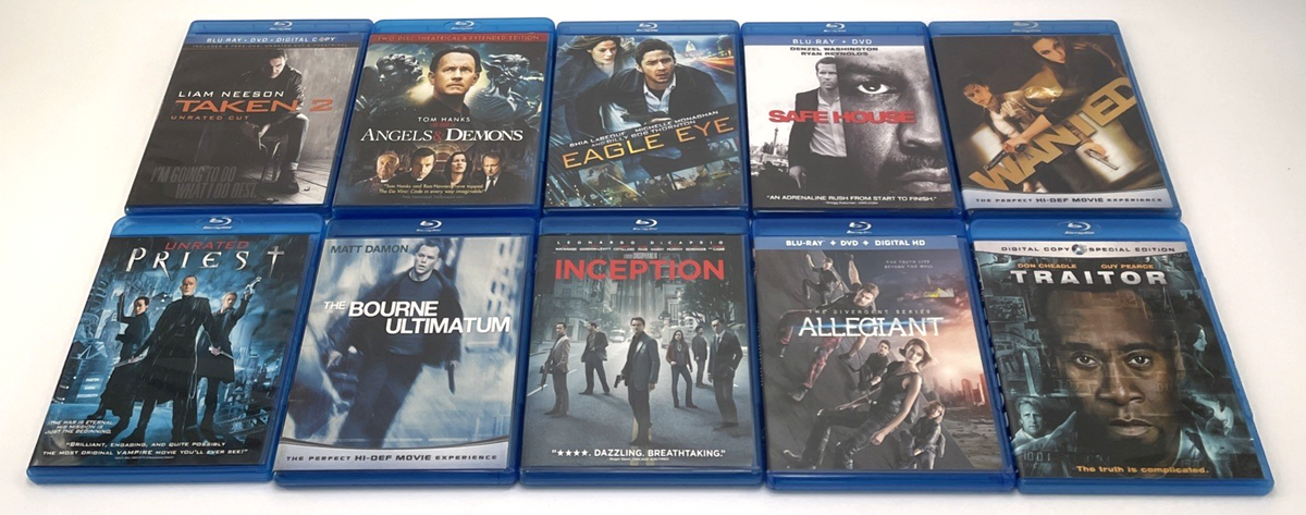 Action Thriller Blu-ray Lot of 10 Traitor, Eagle Eye, Safe House, Wanted, Priest