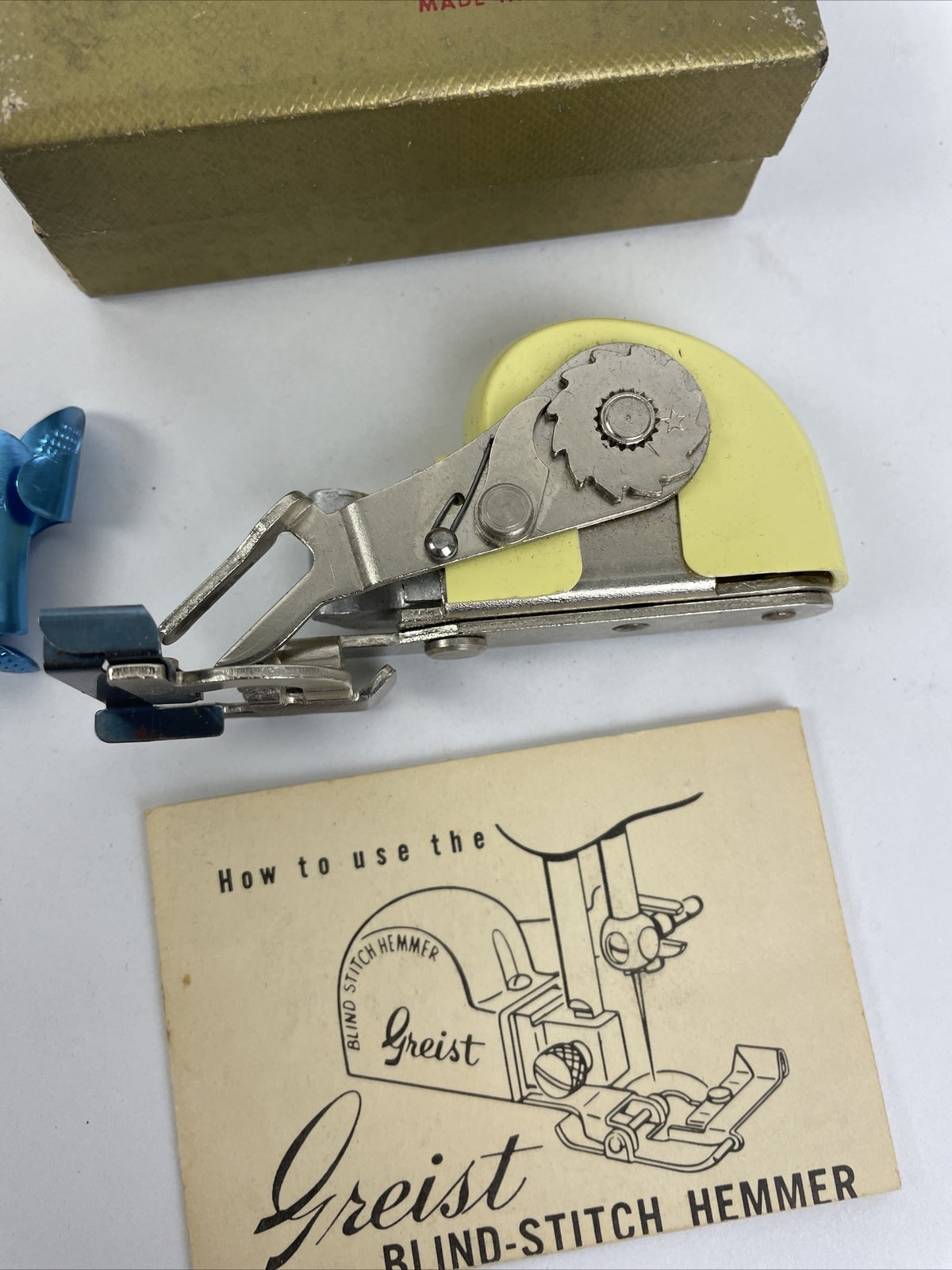 Greist Automatic Blind Stitch Hemmer w Original Box and Instructions - LOOK