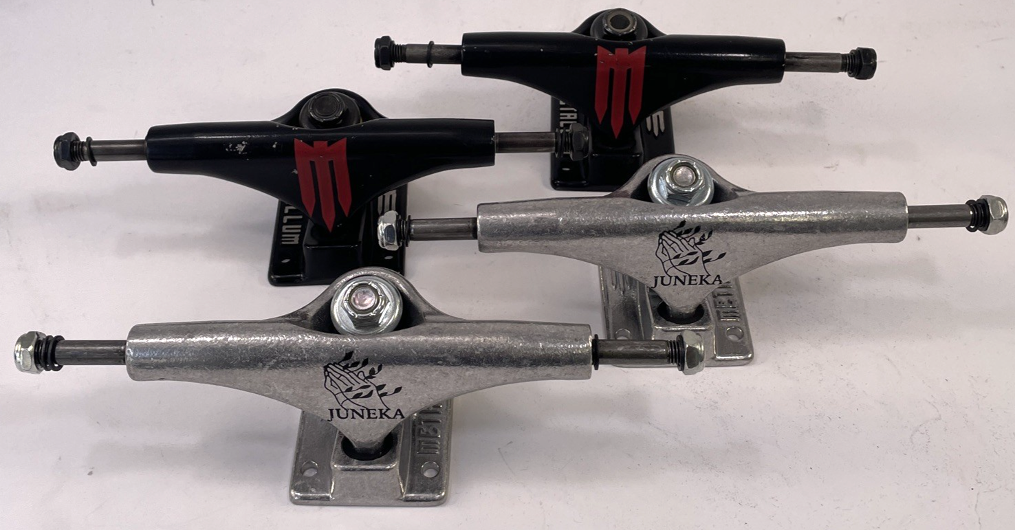 2 Sets METALLUM Skateboard Trucks 1 set Black 129mm /  1 set Polished 149mm