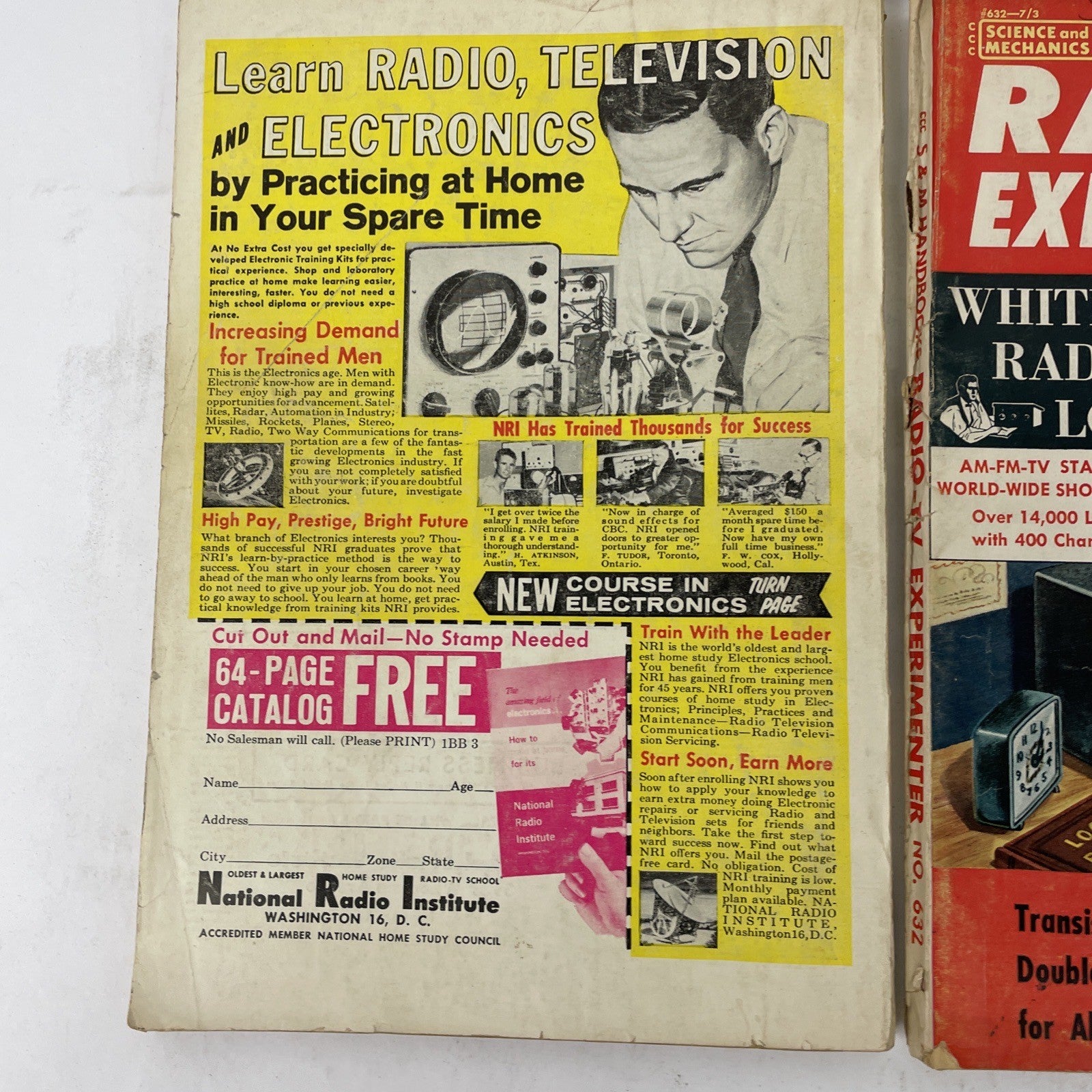 Lot of 5 x 1960's Radio-TV Experimenter Magazine Lot by Science and Mechanics