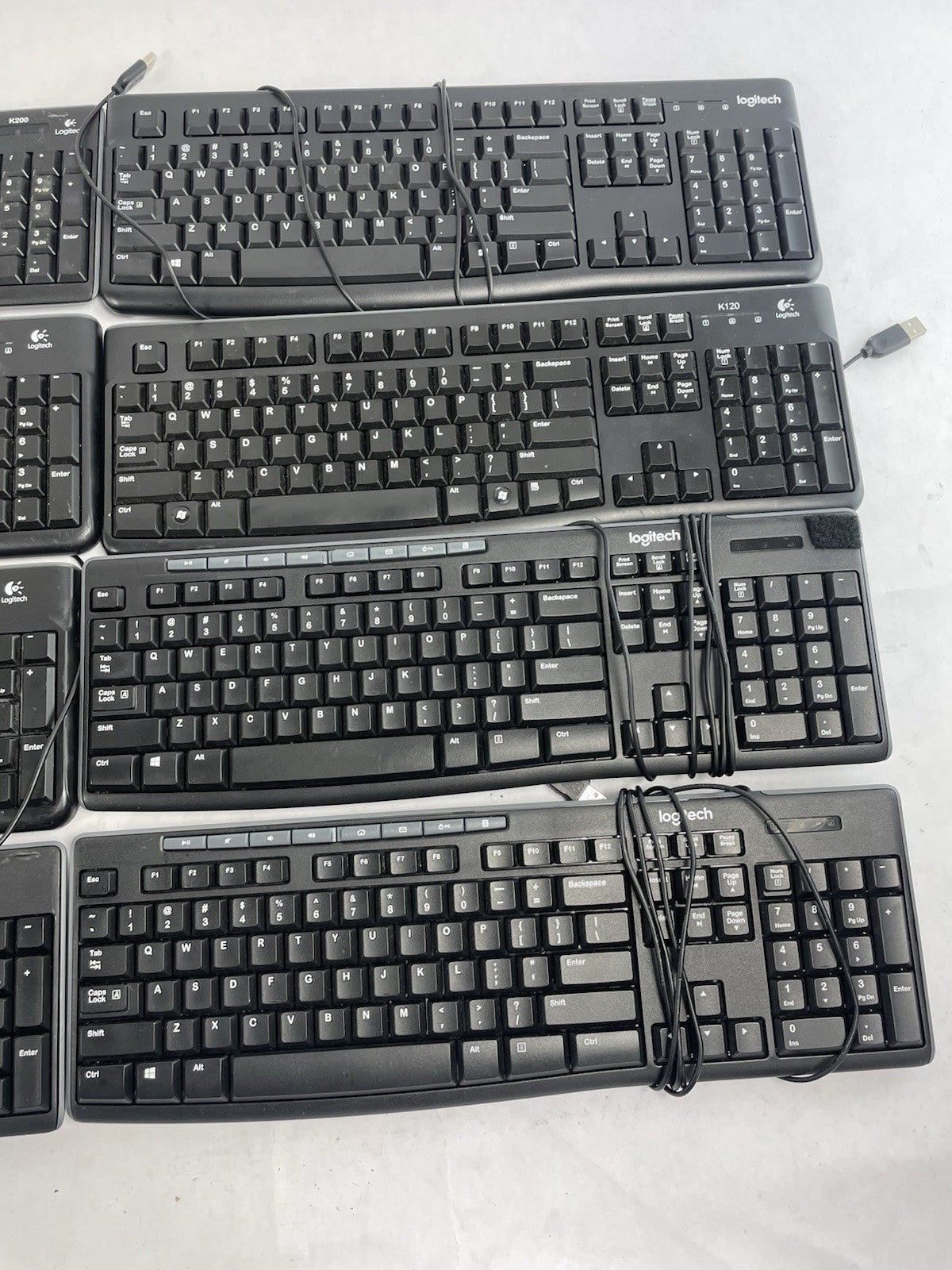 Lot of 8  Logitech Keyboards Wired USB  K120 Y-U0011 K200