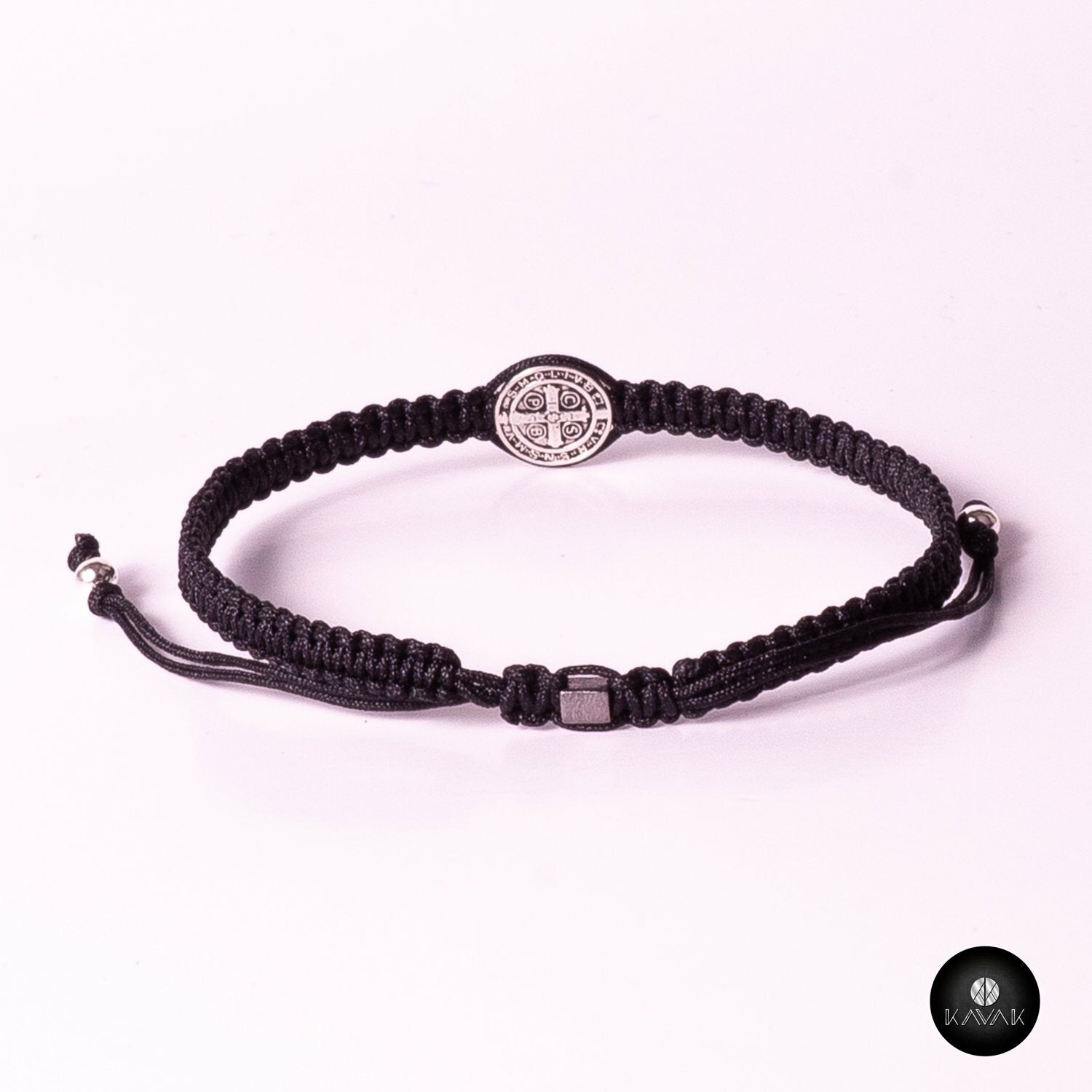 Kavak - Handmade Men Black - Saint Benedict Adjustable Bracelet 