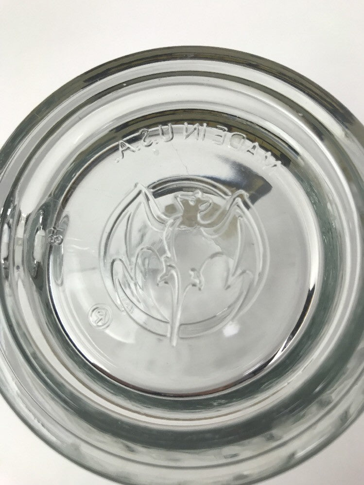 Bacardi Oakheart smooth spiced rum textured glass beer stein mug with bat logo.