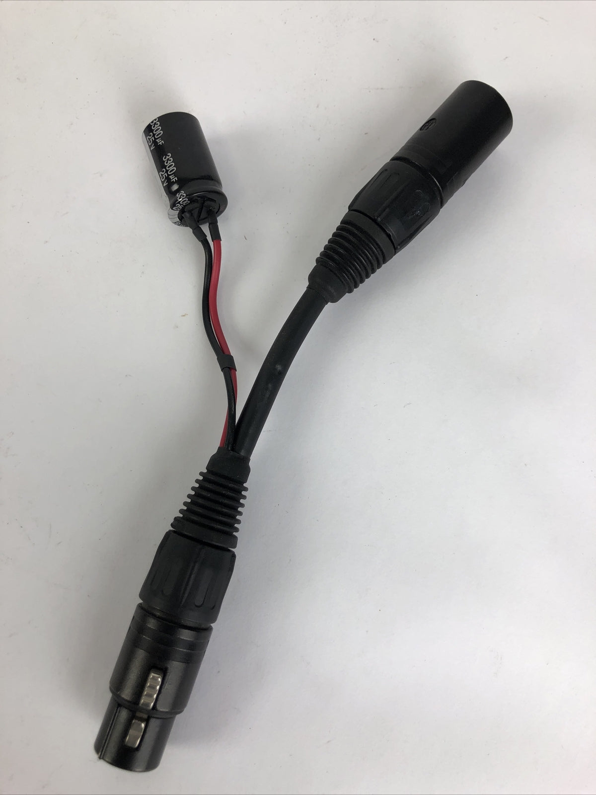 Neutrik Black Gold Plated 4 Pin XLR Male To Female w 3300uF  25V 85°C ￼Capacitor